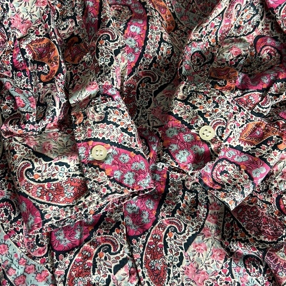 Liberty Button Front Paisley Shirt Made in Italy Size 12 - Picture 7 of 10